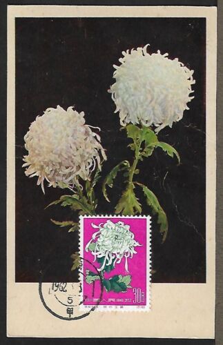 CHINA PRC TO FRANCE CHRYSANTHEMUM STAMP ON PPC COVER 1962 - Afbeelding 1 van 2