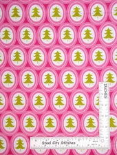 Christmas Tree Medallion Pink Modern Cotton Fabric 101-112 Treelicious - Yard