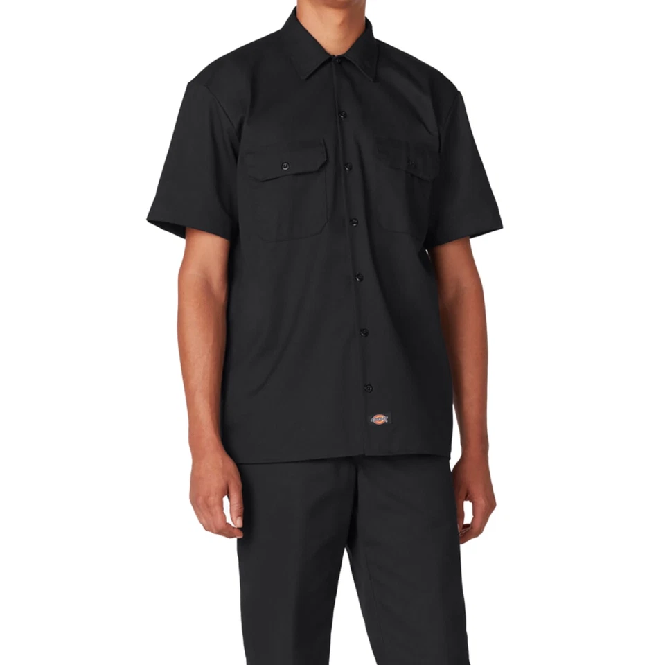 Dickies Men’s Short Sleeve Work Shirt in Black D1574BLK - Image 3 of 3
