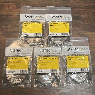 StarTech USB A Male To USB Micro B Male 3  Cable Lot of 5 NEW UUSBHAUB3
