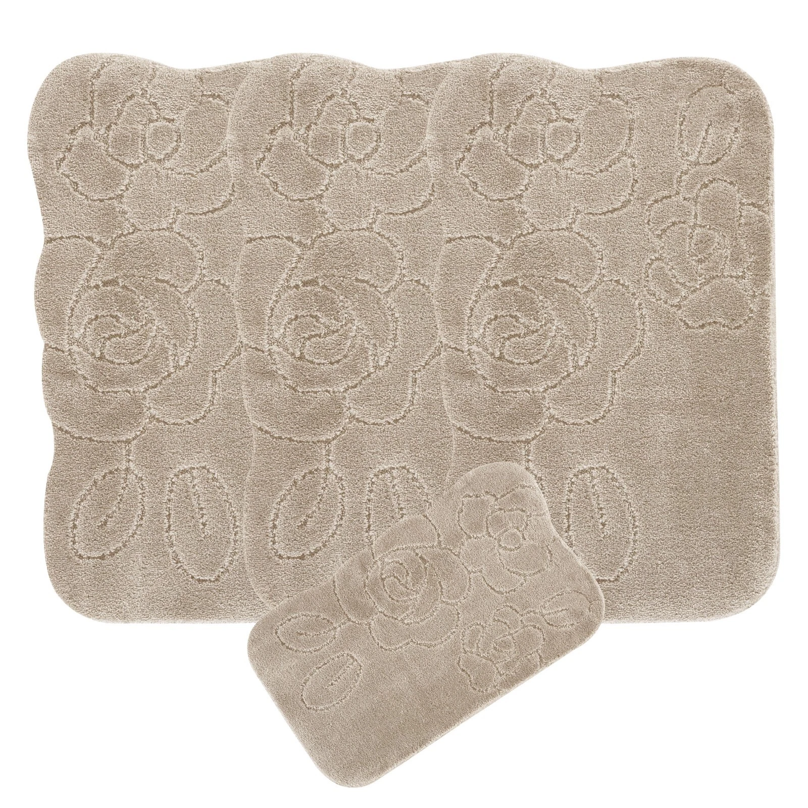 ROMANY GYPSY CARAVAN MICROFIBER WASHABLE RUGS 4pcs SET, SUNFLOWER 25mm Thickness