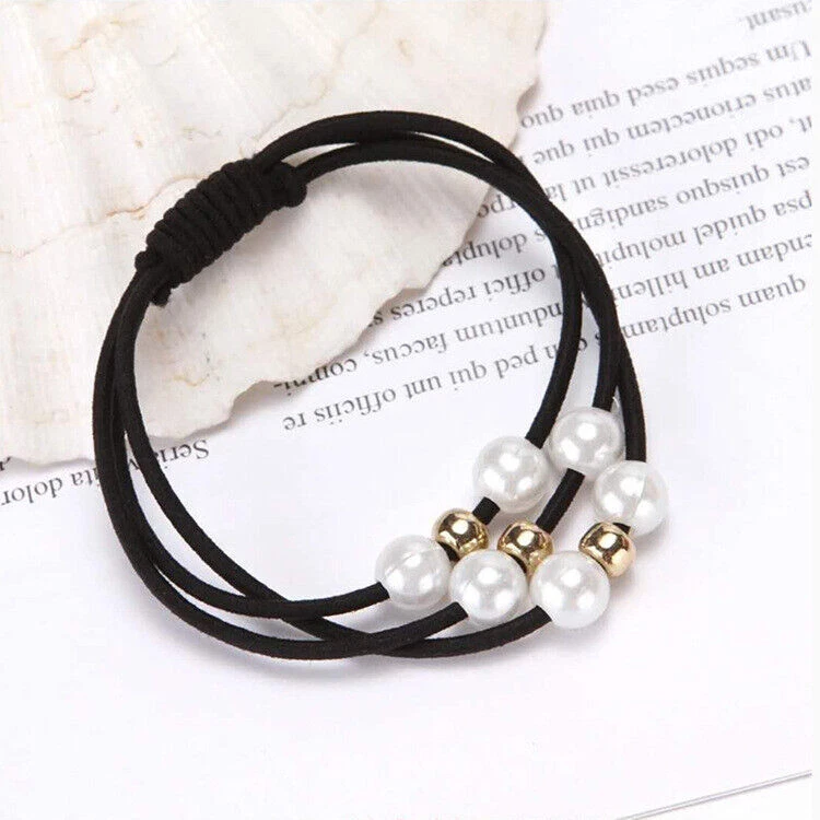 5件装女式发带领带马尾辫支架绳环弹性女孩儿童发带 — 第 4/4 张图片