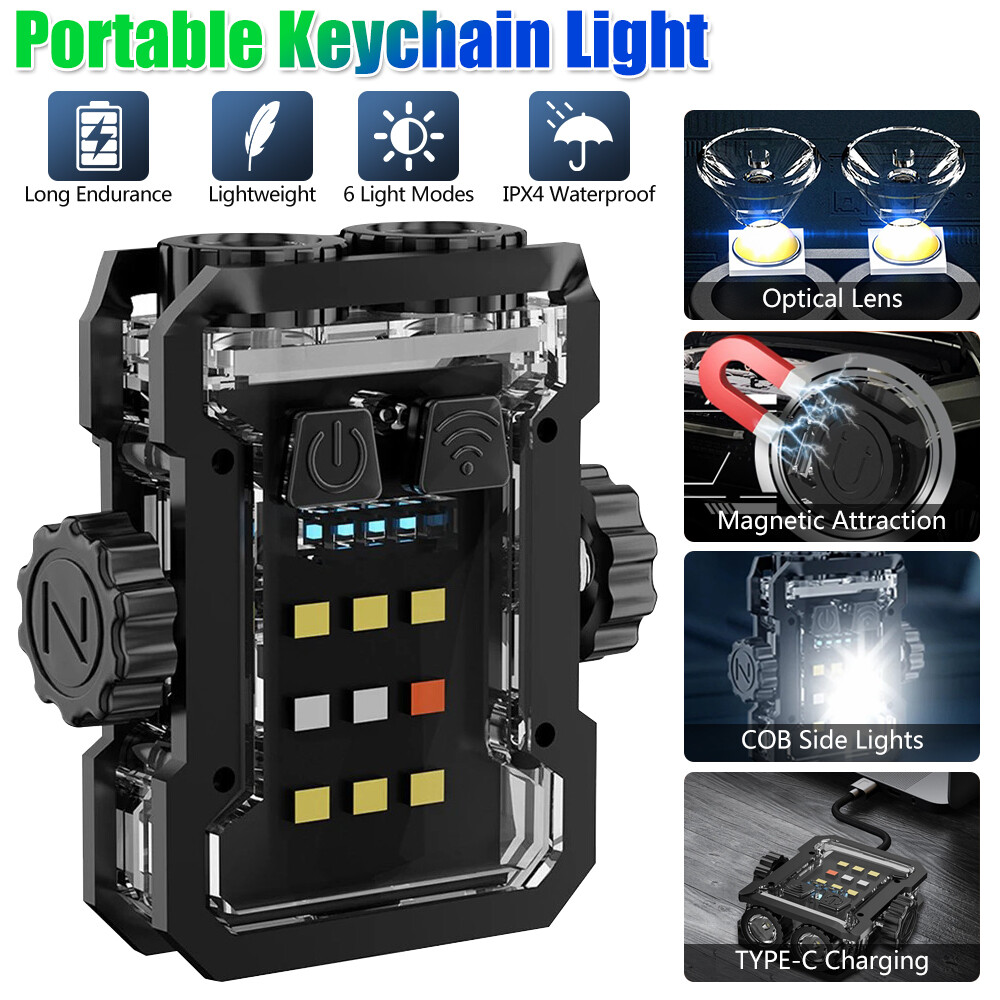 Magnetic Lamp Torch 360° Rotating USB ChargeMINI Pocket LED Flashlight Keychain/