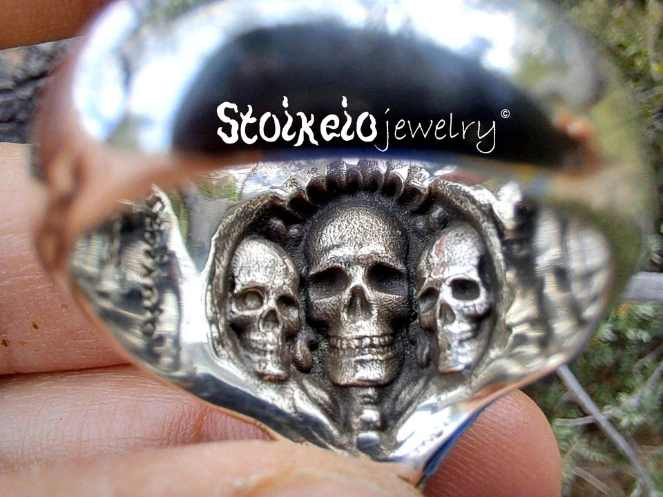 Handmade Skull Ring, Sterling Silver 925 Men's Skull Ring - Image 3 of 4