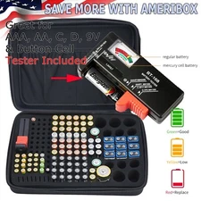 Battery Storage Organizer Tester Carry Case Bag Hold 152 Batteries AA AAA C D 9V