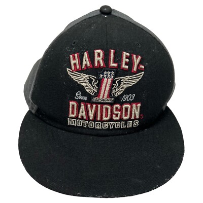Harley Davidson Used Era Wool Fitted Hat Size M Medium Gray Black 59Fifty 