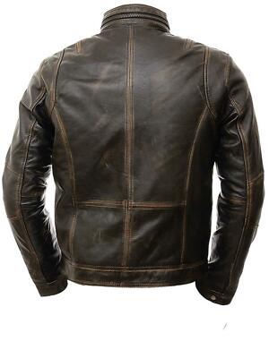 Herren Motorrad Vintage Cafe Racer Distressed Braun Biker Echt