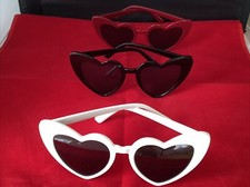 LOT OF 3 Heart Shape Sunglasses Black Lenses Womens Girls Teen Fashion Love