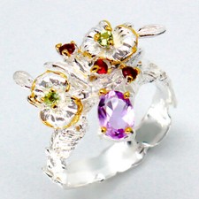 Gemstone Handmade ring design Natural Amethyst Silver ring 925 Sterling / RVS92