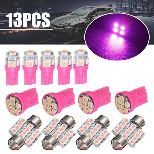 13x Pink Car LED Lights Interior Package Kit For Dome License Plate Lamp Bulbs - Picture 3 of 17