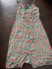 Fat Face NWT Sun Dress Sz 12 Sleeveless Viscose Summer Dress  Green Floral NEW
