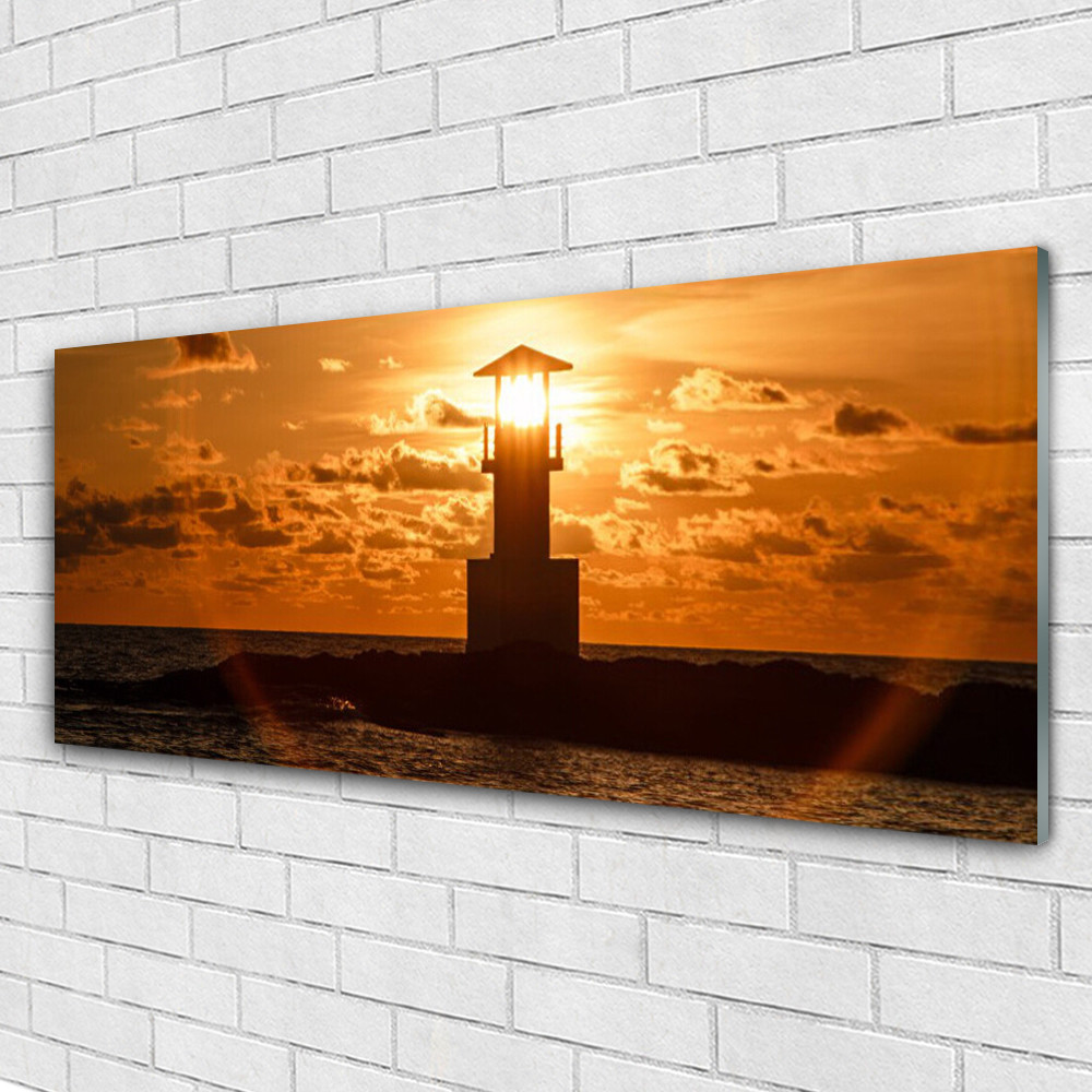 Grand tableau d'architecture et phare 125x50 pour habiller un mur vide