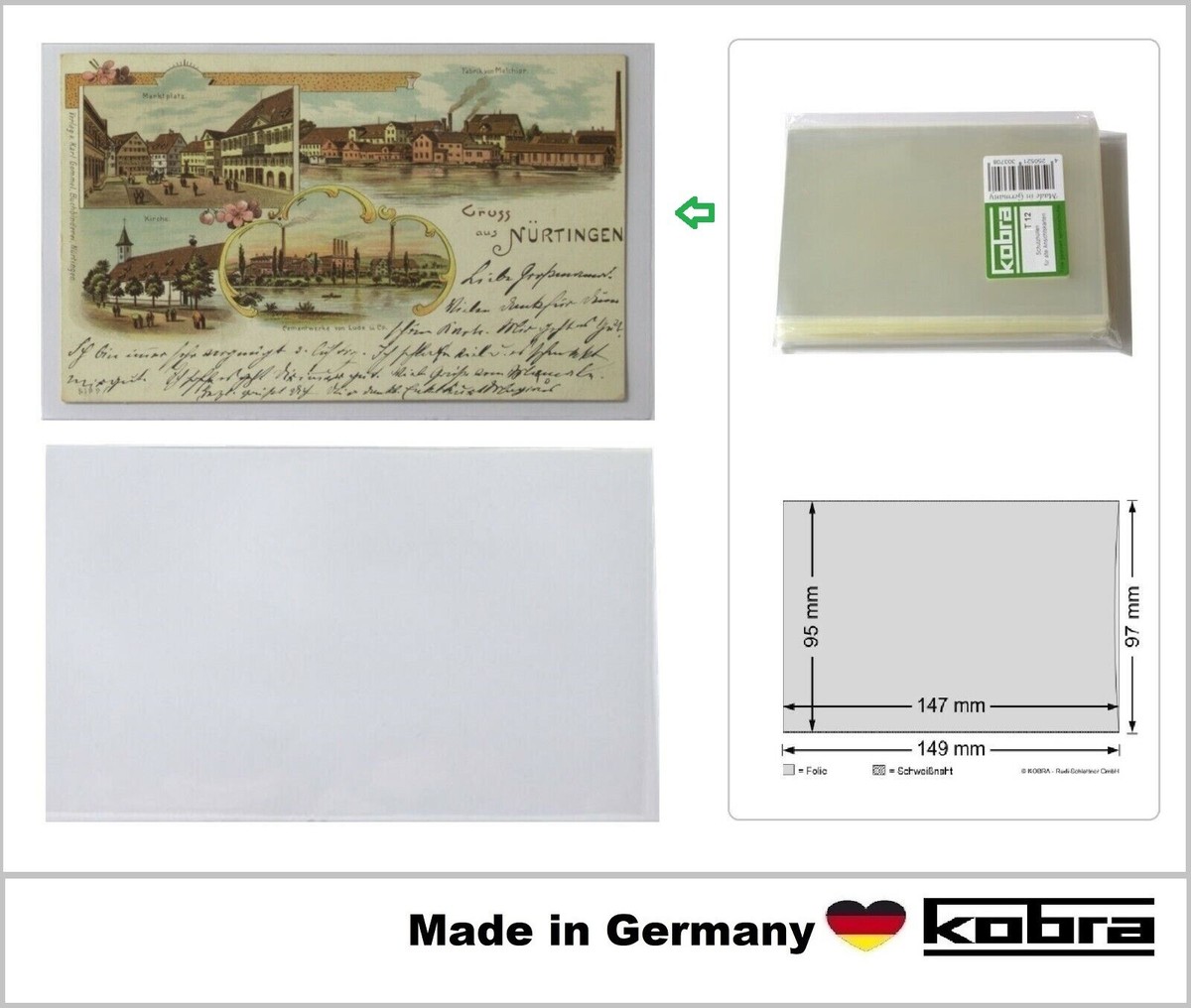 Fotoalbum Zum Einkleben 100x KOBRA-Postkartenhüllen 107 X 150 Mm Nr. T76 (koT76) Preis Aufkleber Posthorn