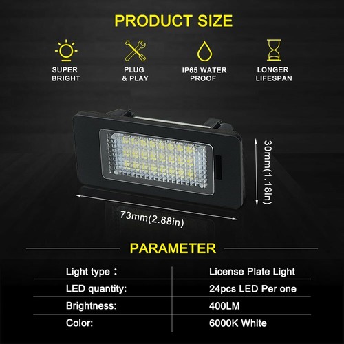2pcs Error Free LED License Plate Light Bulb For BMW E90 E92 E39 E60 E61 M5 E70 - Picture 6 of 8