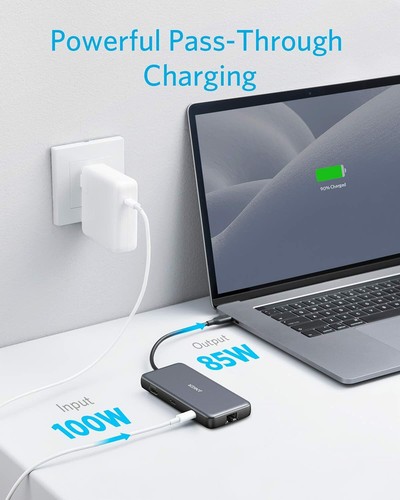 Anker 8-in-1 USB C Data Hub 100W PD Adapter 4K HDMI Ethernet for Mac Laptops PC - Afbeelding 3 van 7