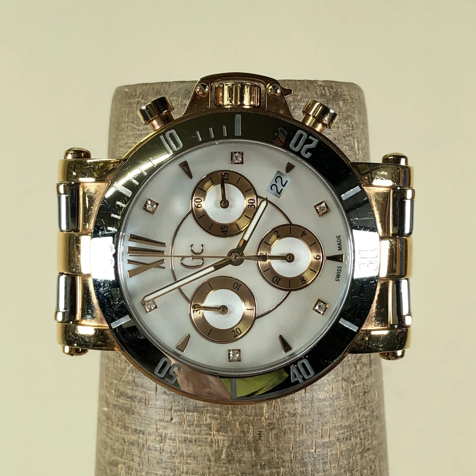 Guess GC Women X73104M1S MOP Dial Diamond Accent Two Tone Quartz 38mm Watch 6" - Image 2 of 4