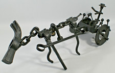 CHARRETTE ET CHEVAL EN METAL, à partir de vieux outils, moderniste, 47 cm