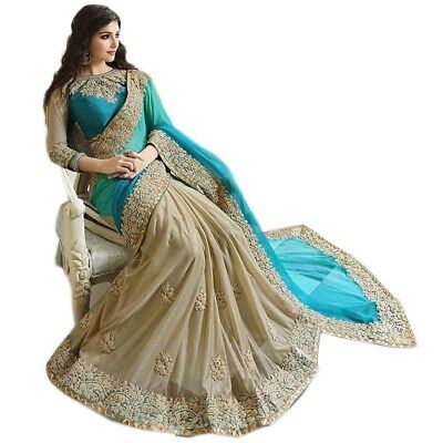 Blue Bollywood Saree Party Wear Indian Designer Sari