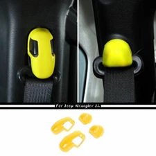 4pcs ABS Seat Belt Buckle Decor Cover Trim for Jeep Wrangler JL JT 2018+ Yellow