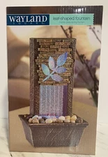 NEW Tabletop Fountain Indoor Or Outdoor Battery Operated LED Leaf Shaped Wayland