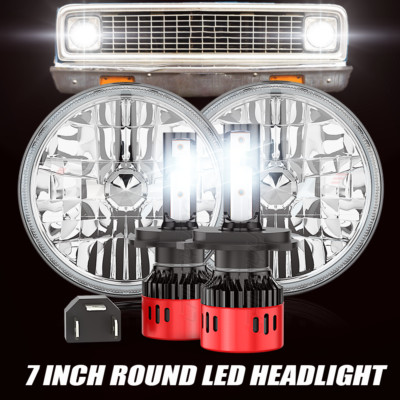 2x 7'' Round LED Headlights Hi/Lo Beam For Jeep Wrangler JK LJ/For Dodge