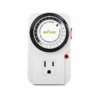 BN-LINK 24 Hr Plug in Mechanical Grounded Programmable Timer Indoor Heavy Duty