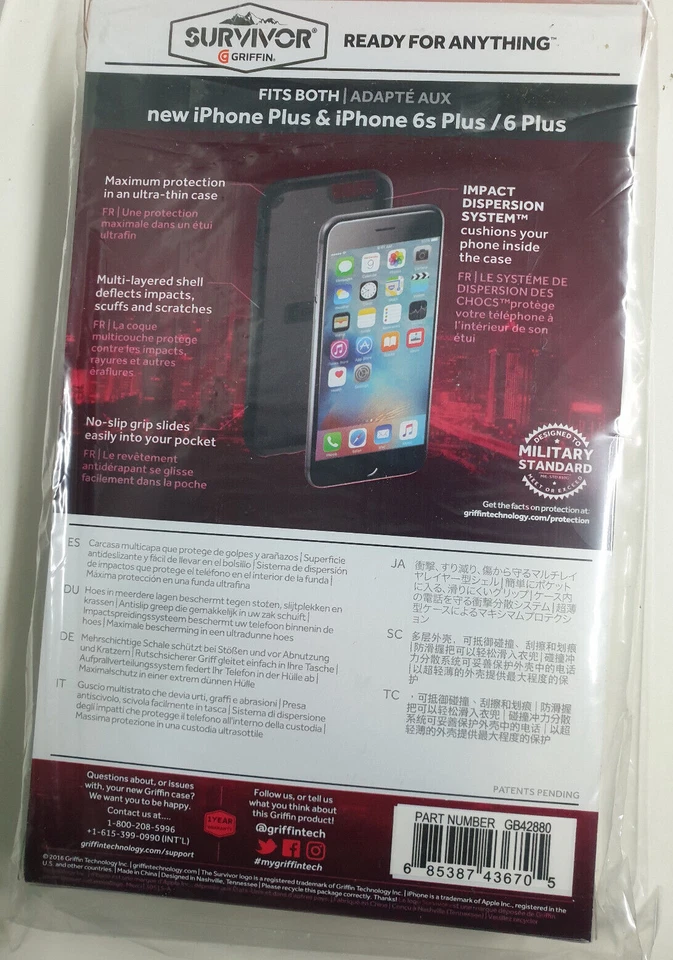 Griffin Survivor Journey Case Cover for iPhone 8 Plus, 7 Plus, 6s Plus 8+ 7+ 6+ - Image 4 of 4