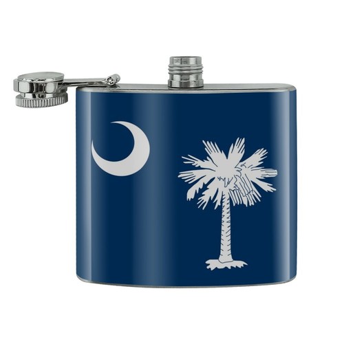 South Carolina State Flag Stainless Steel 5oz Hip Drink Kidney Flask - Picture 2 of 3