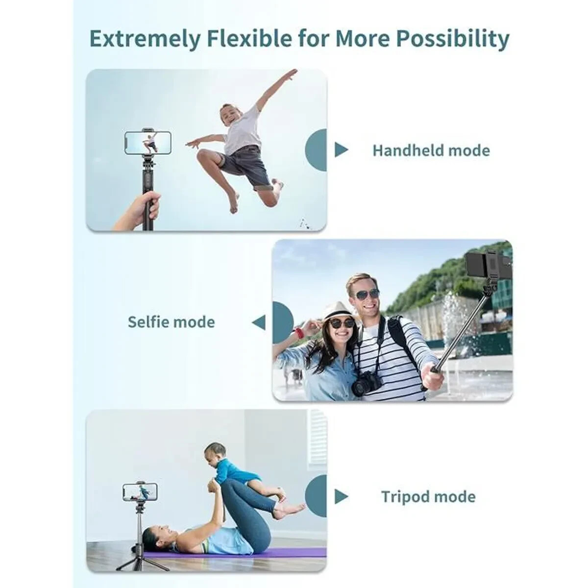 Télécommande caméra Bluetooth et perche trépied pour smartphone Android iOS - 3