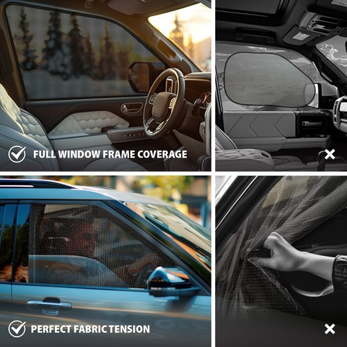 Car Shades for Side Windows Sunshade Protector for 2019-2025 Dodge RAM Crew Cab - Picture 5 of 7