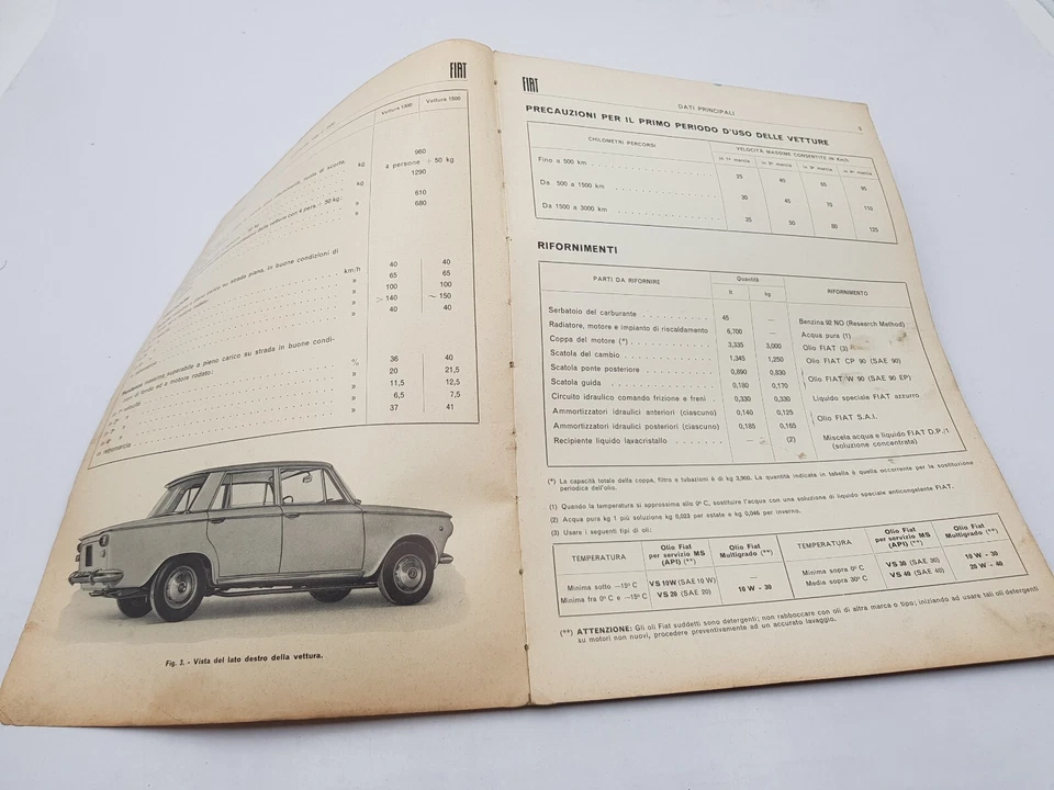 Manuale officina Fiat 1300 e 1500 caratteristiche e dati norme per revisoni 1961 - Immagine 2 di 4