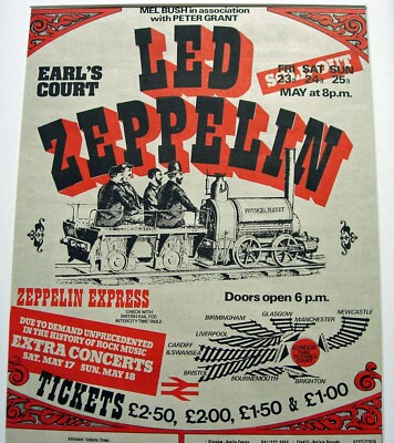 LED ZEPPELIN+EARL'S COURT+Graffiti+POSTER+AD+ORIG 1975+FRAMED+