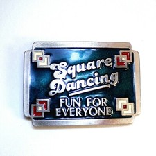 Square Dancing Fun For Everyone - Metal Belt Buckle - country western fiddle