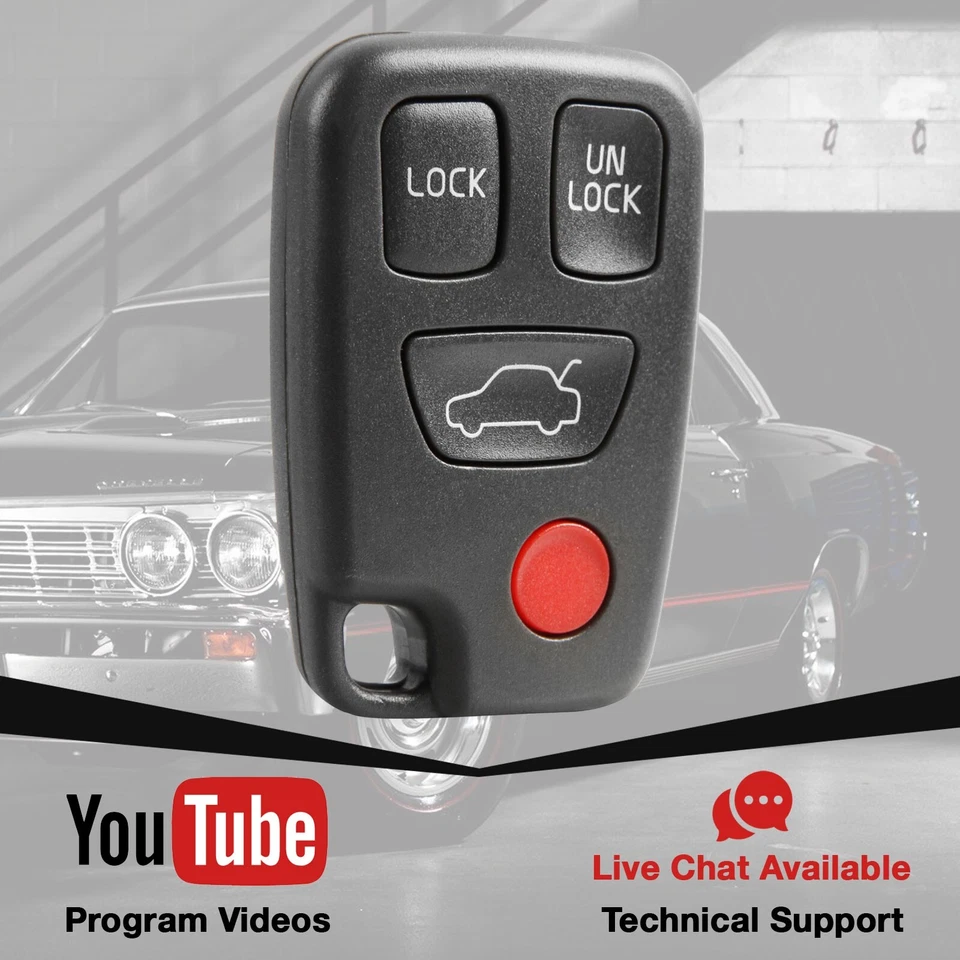 Key Fob Remote Replacement 4btn for 1997-2005 Volvo S40 S70 V40 V70 HYQ1512J Foto 3 de 4