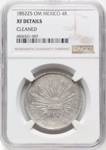 MEXICO - ZACATACES MINT  1852-ZsOM  4 REALES COIN, NGC CERTIFIED "XF DETAILS"
