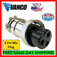 Vanco CBC3X CB Radio Microphone 3 Pin Female Panel Jack Replacement Chrome Kit
