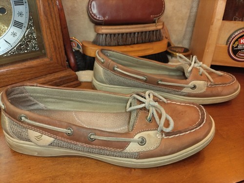 Sperry Women's Top Sider leather lace boat shoes LIGHT BROWN / Beige Size 10 - Picture 2 of 14
