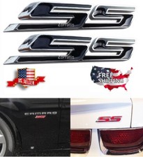 Two Black Chrome Ss Badge Fender Trunk Emblem For Chevy Camaro Cobalt Impala