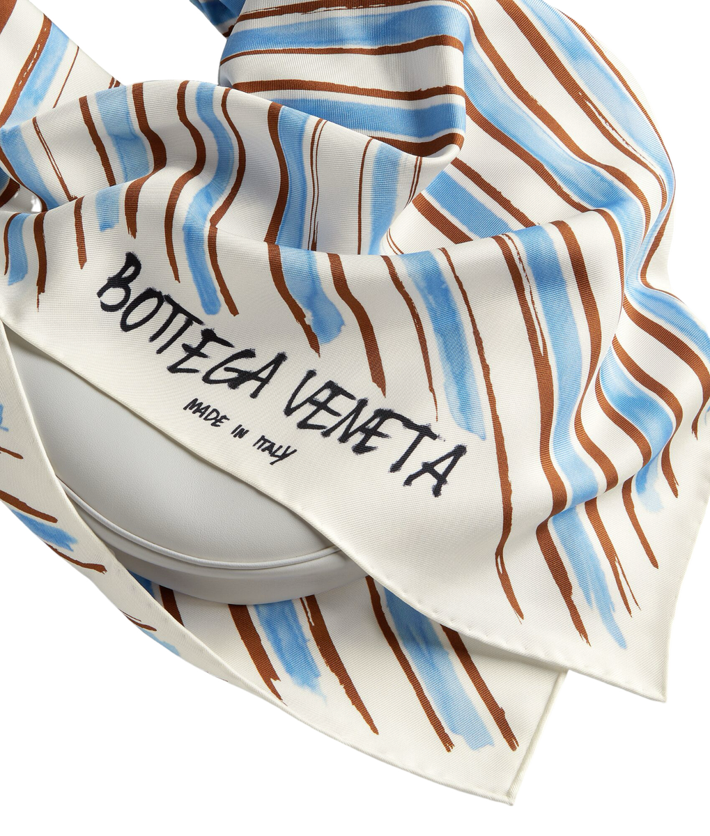 BOTTEGA VENETA　ストール　リネン BOTTEGA VENETA Foulard Top Handle $3100 Admiral/Brown Shoulder Bag