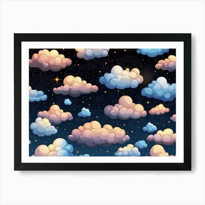 Wolken am Himmel Kunstdruck gerahmt Wandbild Poster Leinwanddruck Bild