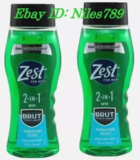 2  Zest For Men Hair & Body Wash 2-In-1 Brut Signature Scent 20 oz Deep Clean