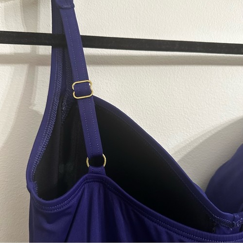 La Blanca Blue Ruched Sweetheart Neck Island Goddess One Piece Swimsuit Sz 16W - Picture 6 of 13