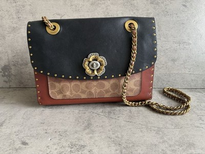 Coach 29416 Parker Rivets Tea Rose Chain Bag Signature Canvas