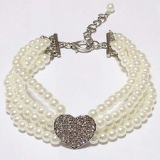 PETFAVORITES Dog Pearls Necklace Jewelry 10-12 Inch Pack of 1 , White Heart