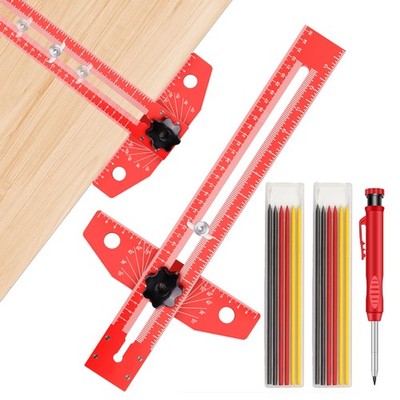 Woodworking Scriber Marking Line Ruler，Adjustable Aluminum Alloy Sliding T-Sq...