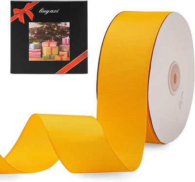 LIUYAXI 2'' X 50 Yards Solid Gold Grosgrain Ribbon, Perfect for Crafts, Wedding D
