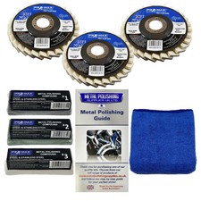 Angle Grinder Steel & Stainless Steel 7pc Metal Polishing Kit - Felt Flap Wheels
