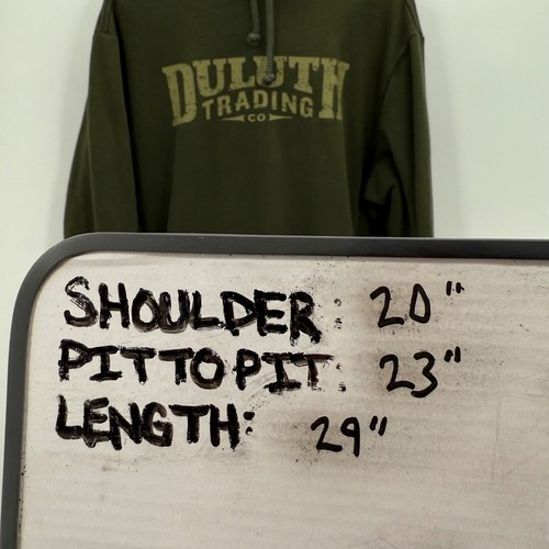 Duluth Trading Co Mens Hoodie Relaxed Fit Olive Green Pullover Sweatshirt Medium - Picture 6 of 6