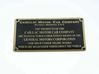 3X PINNACLE ENTERPRISES Vintage Cadillac Messing Datenplatte U3490