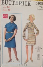 Butterick 5200 Vintage Retro Shirt Dress Pattern Sz 14 Bust 36 NEW UNCUT